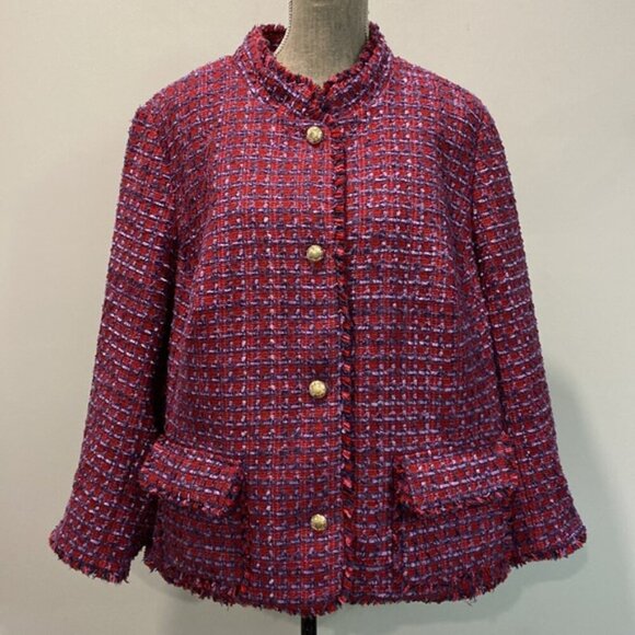 Talbots Tweed Plaid Jacket Size 22W - Picture 2 of 16